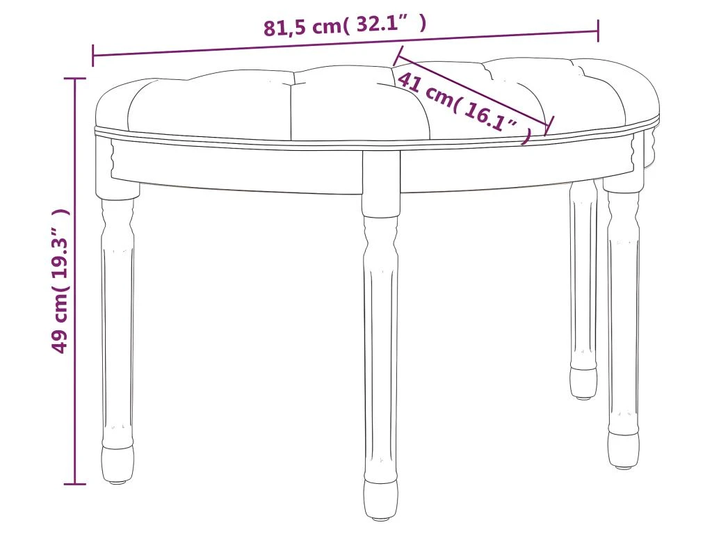 Banc Bleu 81,5x41x49 Cm Velours â Image 8