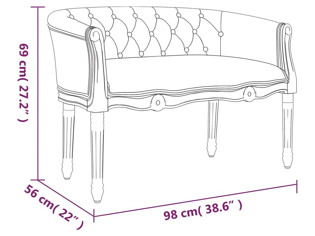 Banc Gris FoncĂ© 98x56x69 Cm Velours â Image 8