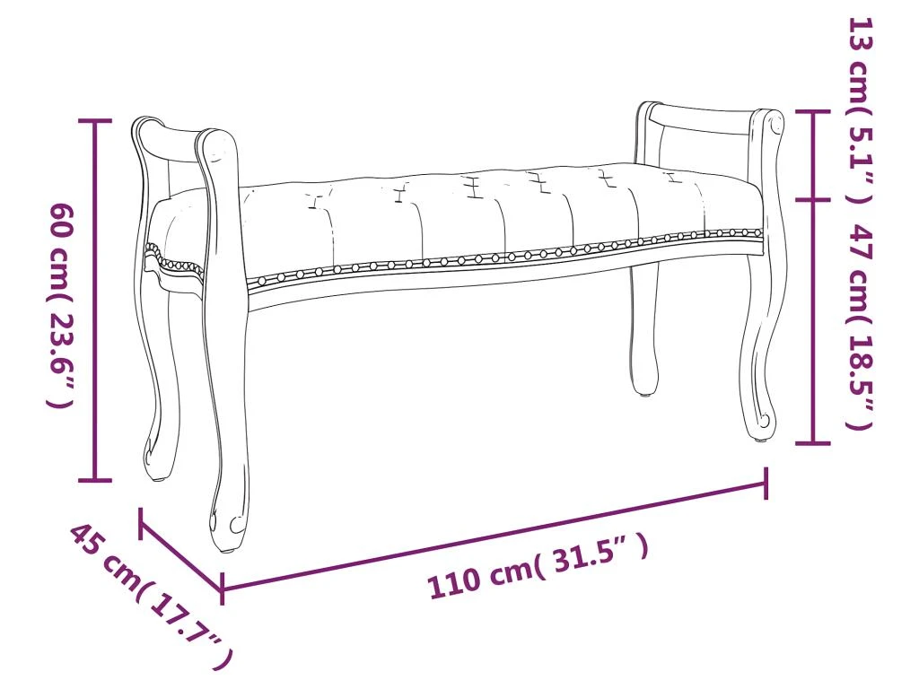 Banc Rose 110x45x60 Cm Velours â Image 7