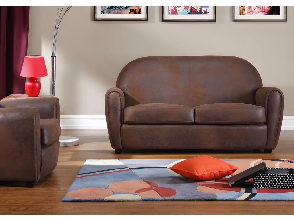 Fauteuil Microfibre Aspect Cuir Vieilli Club VICTORY II â Image 7