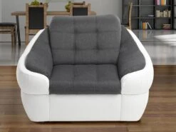 Fauteuil En Tissu Et Simili FAREZ - Bicolore Gris Et Blanc
