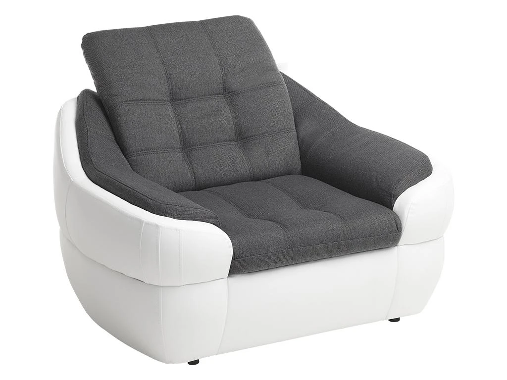 Fauteuil En Tissu Et Simili FAREZ - Bicolore Gris Et Blanc â Image 9