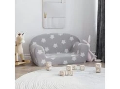 Canapé Pour Enfants à 2 Places Gris Clair étoiles Peluche Douce