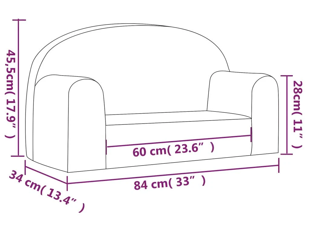 Canapé Pour Enfants à 2 Places Rose Peluche Douce – Image 7