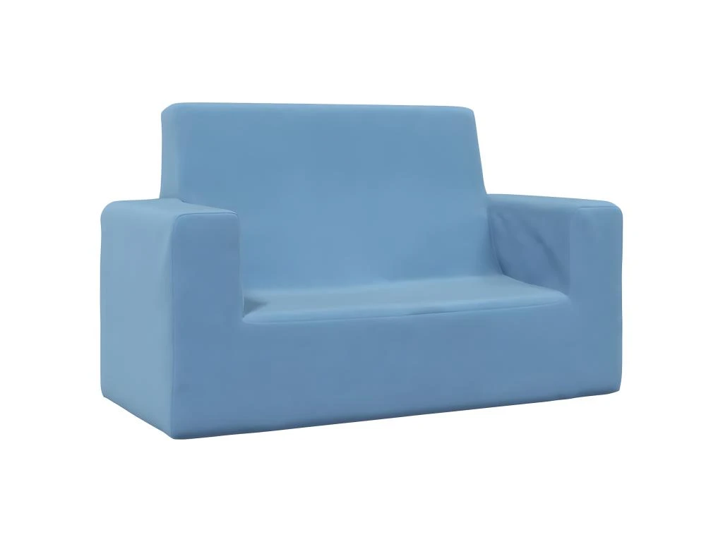 Canapé Pour Enfants à 2 Places Bleu Peluche Douce – Image 2