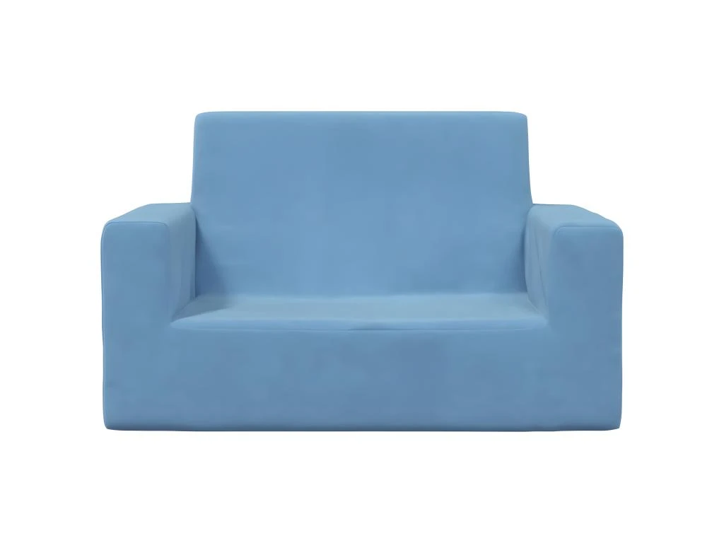 Canapé Pour Enfants à 2 Places Bleu Peluche Douce – Image 3