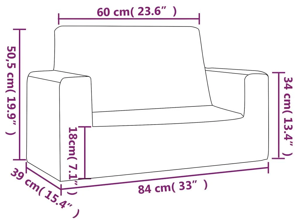 Canapé Pour Enfants à 2 Places Bleu Peluche Douce – Image 7