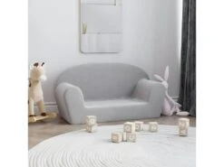 Canapé Pour Enfants à 2 Places Gris Clair Peluche Douce