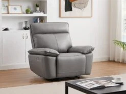 Fauteuil Relax électrique En Cuir De Vachette Gris NOVENA