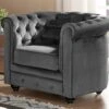 Fauteuil CHESTERFIELD - Velours Anthracite