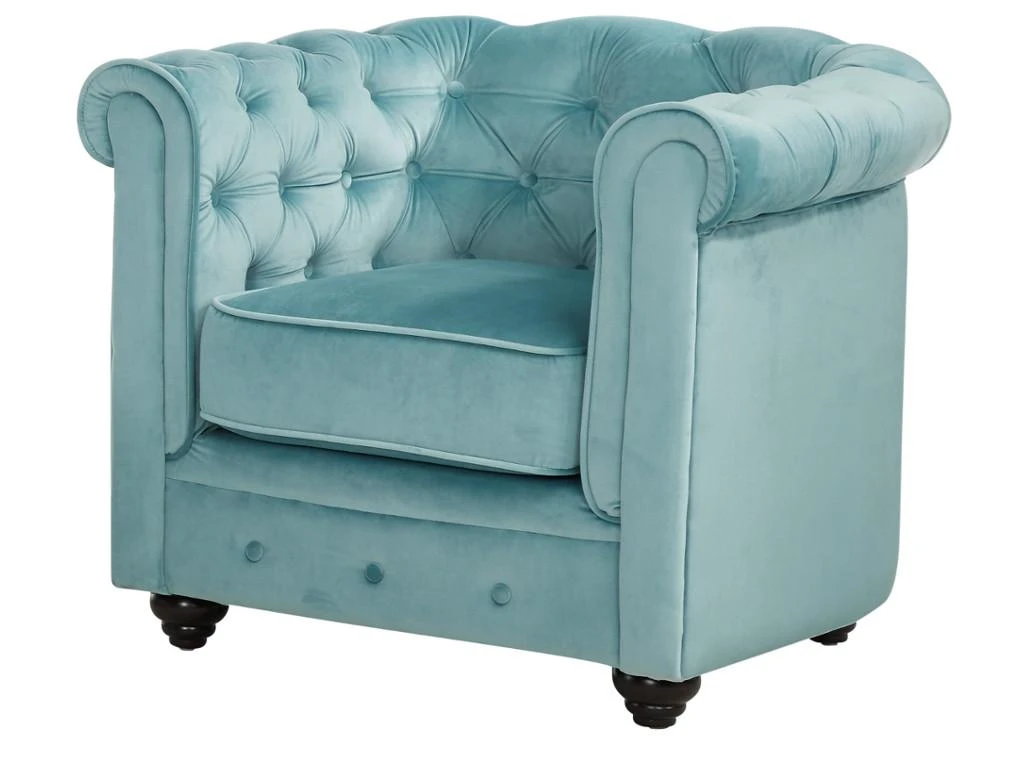 Fauteuil CHESTERFIELD - Velours Bleu Pastel – Image 4