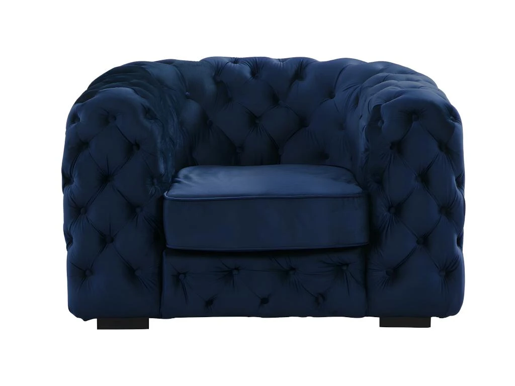 Fauteuil Chesterfield STANLEY - Velours Bleu Nuit – Image 3