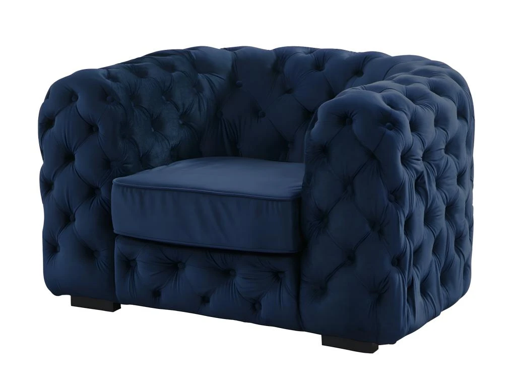 Fauteuil Chesterfield STANLEY - Velours Bleu Nuit – Image 2