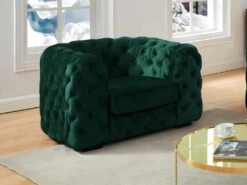 Fauteuil Chesterfield STANLEY - Velours Vert Sapin