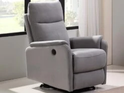 Fauteuil Relax électrique En Tissu ONESTI II - Gris Clair