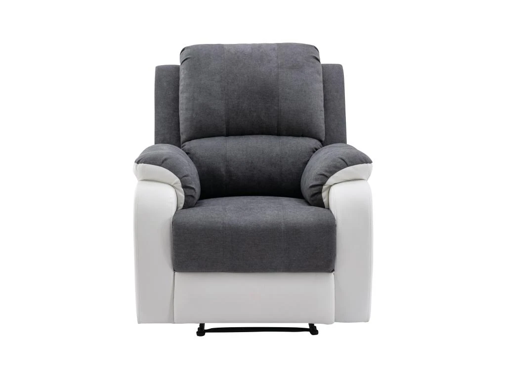Fauteuil Relax En Microfibre Et Simili Gris Et Blanc BRODY â Image 6
