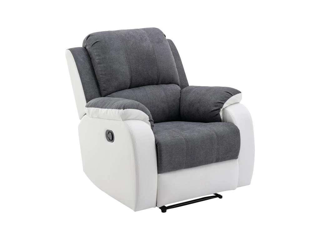 Fauteuil Relax En Microfibre Et Simili Gris Et Blanc BRODY â Image 2
