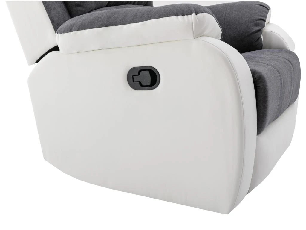 Fauteuil Relax En Microfibre Et Simili Gris Et Blanc BRODY â Image 5