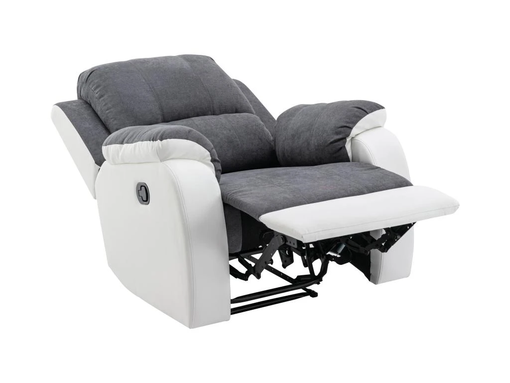 Fauteuil Relax En Microfibre Et Simili Gris Et Blanc BRODY â Image 3