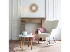 Fauteuil à Bascule En Tissu Bouclette écru KAIRA - HAPPY GARDEN