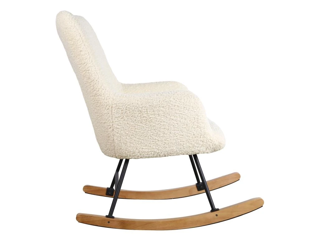 Fauteuil à Bascule En Tissu Bouclette écru KAIRA - HAPPY GARDEN – Image 3