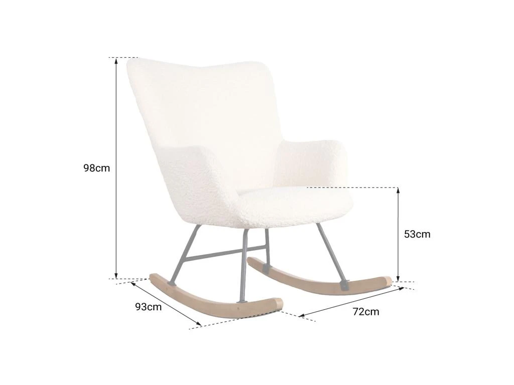 Fauteuil à Bascule En Tissu Bouclette écru KAIRA - HAPPY GARDEN – Image 5