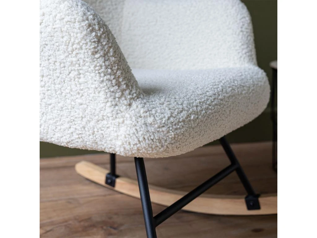 Fauteuil à Bascule En Tissu Bouclette écru KAIRA - HAPPY GARDEN – Image 7