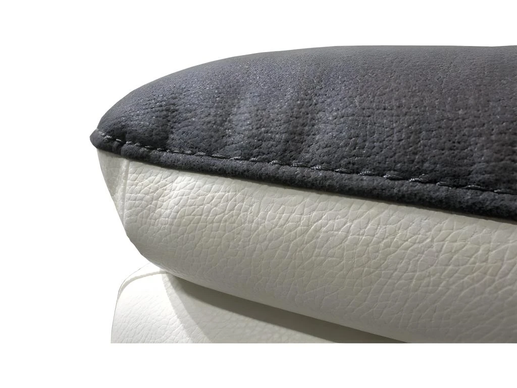 Fauteuil Relaxation En Tissu Gris Et Simili Blanc électrique - ROSARIO – Image 4