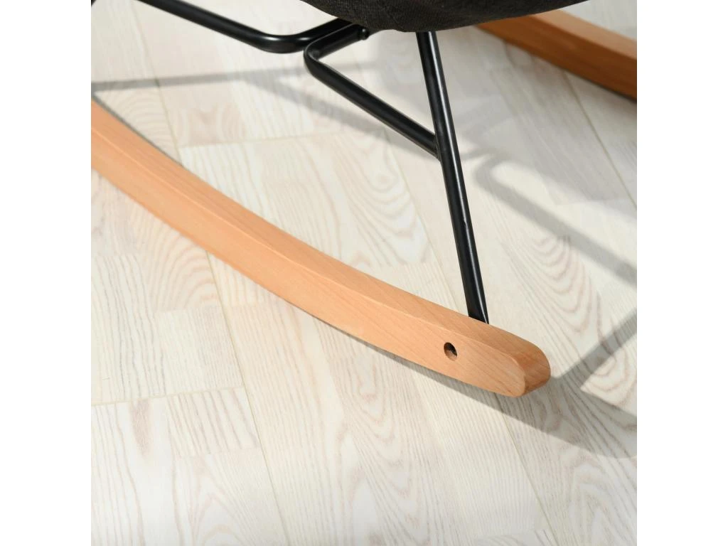 Fauteuil à Bascule Allaitement Scandinave Chaise Loisir Et Repos En Tissu Patchwork Avec Pieds En E' Bois Métal Pour Salon, Chambre, Le Balcon – Image 7