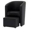 NUNO Fauteuil Cabriolet + Pouf En Simili Noir - L 59 X P 63 X H 77 Cm