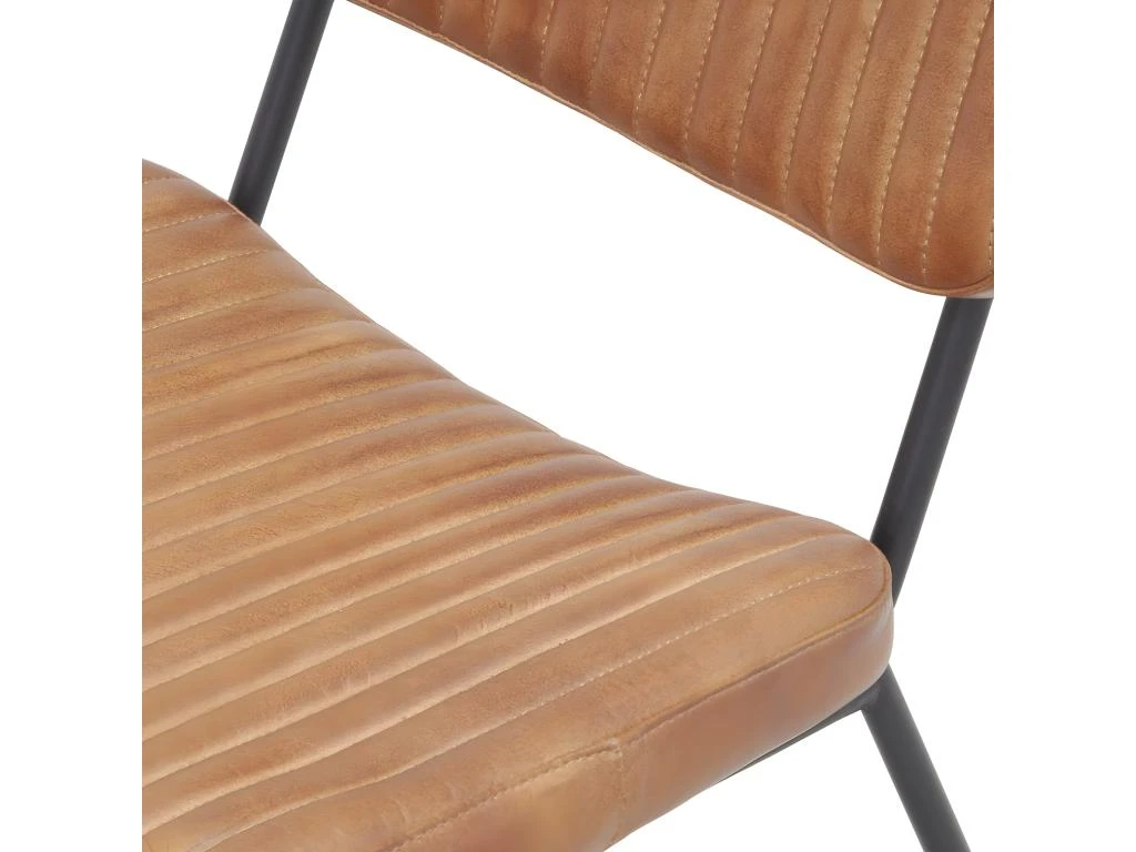 Fauteuil Vintage Et Repose-pieds Cuir De Buffle â Image 4