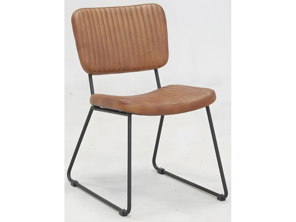 Fauteuil Vintage Et Repose-pieds Cuir De Buffle â Image 5