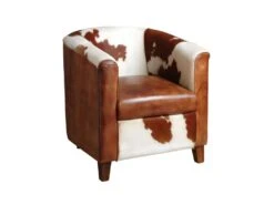 Fauteuil Club En Cuir Et Peau De Vache