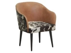 Fauteuil En Cuir Camel Et Peau De Vache