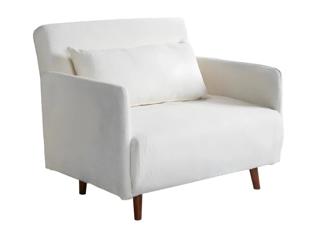 Belushi - Fauteuil Convertible En Tissu Bouclette - Couleur - Ecru