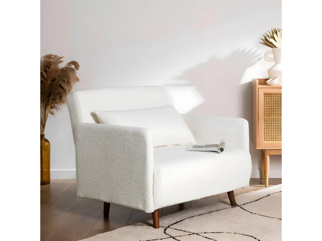 Belushi - Fauteuil Convertible En Tissu Bouclette - Couleur - Ecru â Image 2