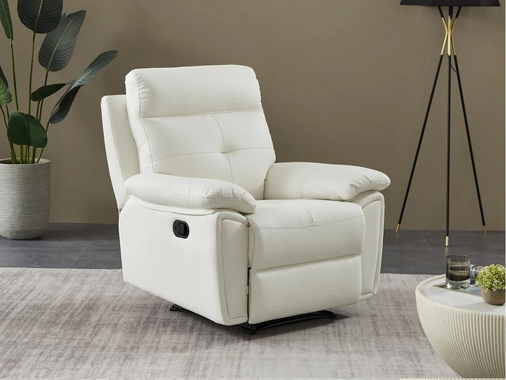 Fauteuil Relax En Cuir Blanc VINETA â Image 7