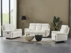 Fauteuil Relax En Cuir Blanc VINETA