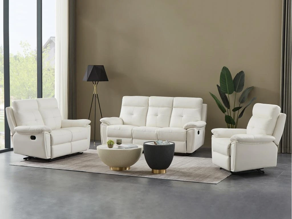 Fauteuil Relax En Cuir Blanc VINETA
