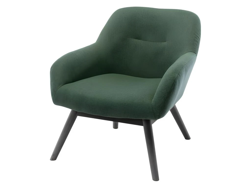 MALMO-Fauteuil Lounge En Tissu Tramé Sauge Et Pieds Hévéa Teinté Noir