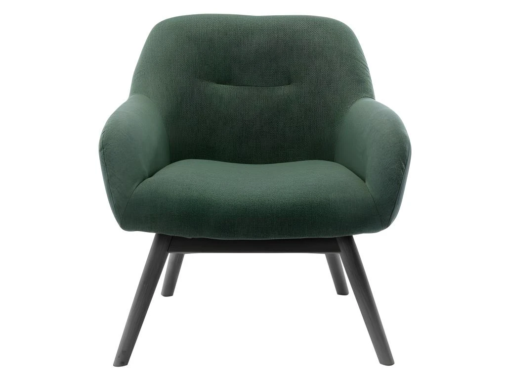 MALMO-Fauteuil Lounge En Tissu Tramé Sauge Et Pieds Hévéa Teinté Noir – Image 5