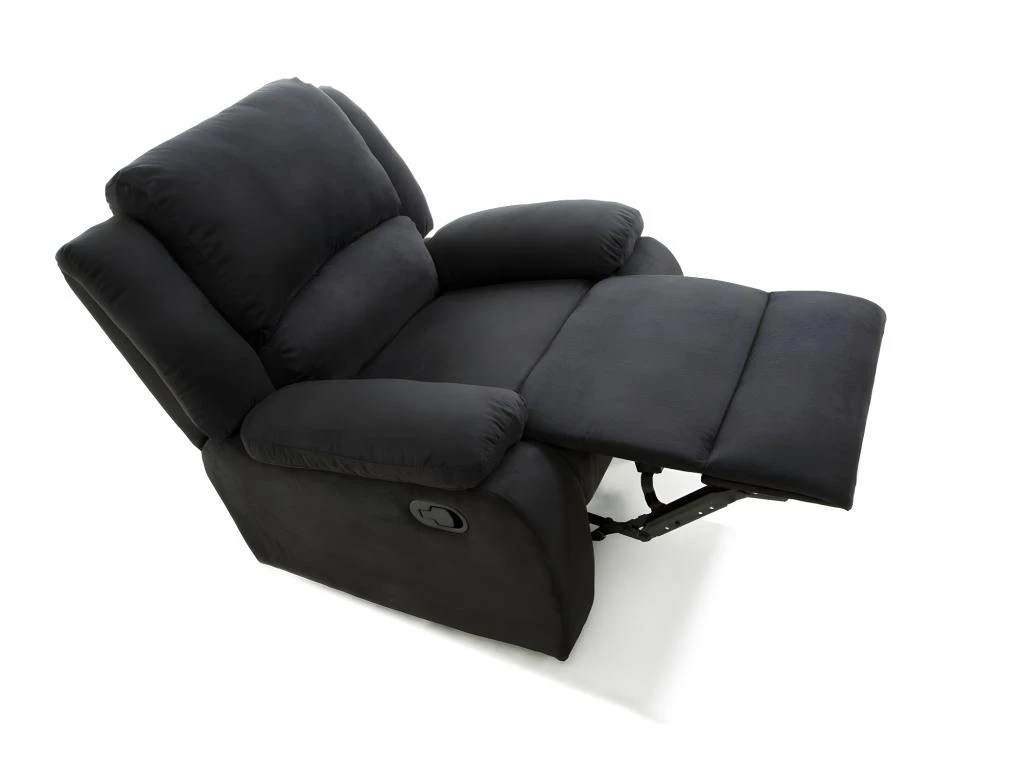 Fauteuil Relaxation 1 Place Microfibre Noire DETENTE â Image 4