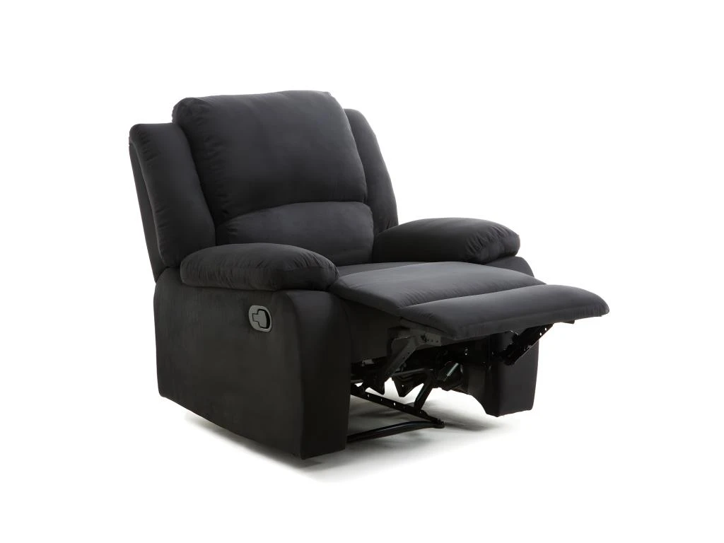 Fauteuil Relaxation 1 Place Microfibre Noire DETENTE â Image 5