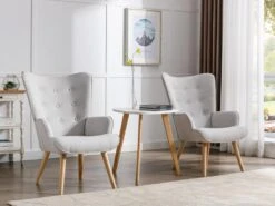 Fauteuil En Tissu Gris Clair VATELY