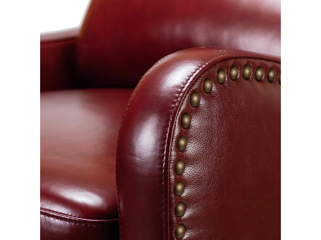 Fauteuil Relax En Cuir Véritable Simple Moderne Avec Dossier & Repose-Pieds Réglables Pour Salon-Bordeaux – Image 8
