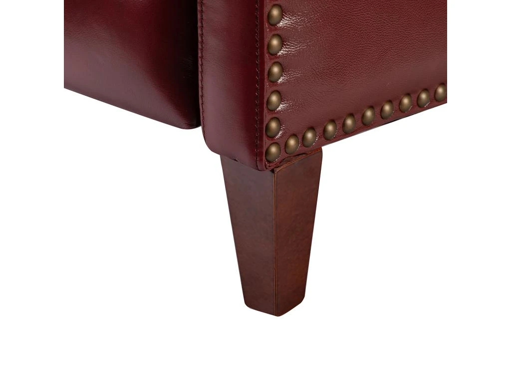 Fauteuil Relax En Cuir Véritable Simple Moderne Avec Dossier & Repose-Pieds Réglables Pour Salon-Bordeaux – Image 9