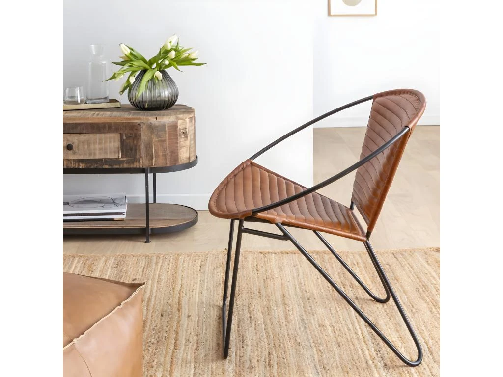 Fauteuil En Cuir Marron Jaya â Image 3