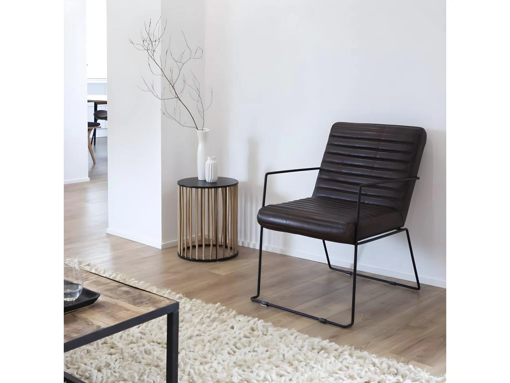 Fauteuil En Cuir Marron Astrid
