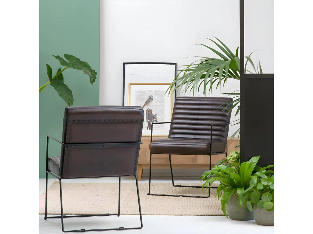 Fauteuil En Cuir Marron Astrid â Image 3