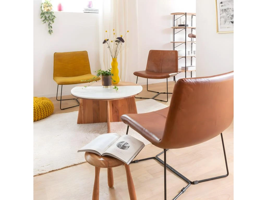 Fauteuil En Cuir Marron Chahinaize â Image 3